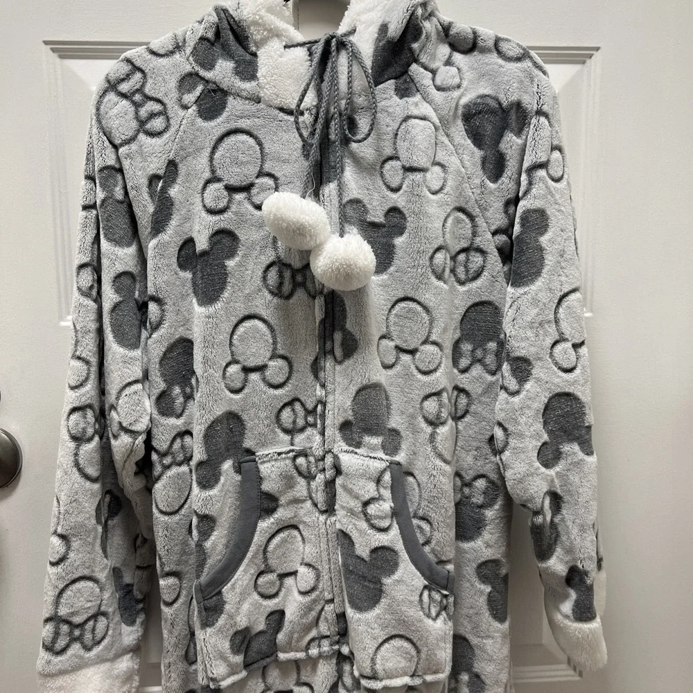 Disney Mickey and Minnie Mouse One Piece Hoodie Pajama Set Women SIZE Large - Picture 12 of 16